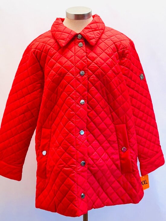 Ann Taylor Jackets & Blazers - Anne Klein Women Button Down Collared Pockets Quilted Jacket Red Size XX-Large